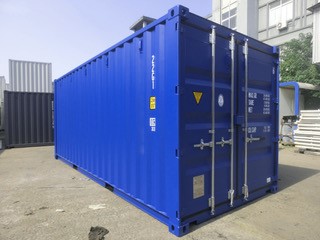20 Fuß ISO See- und Lagercontainer, RAL 5013 kobaltblau, CSC Plakete, ca. 6058x2438x2591mm, neuwertig, eine Seereise